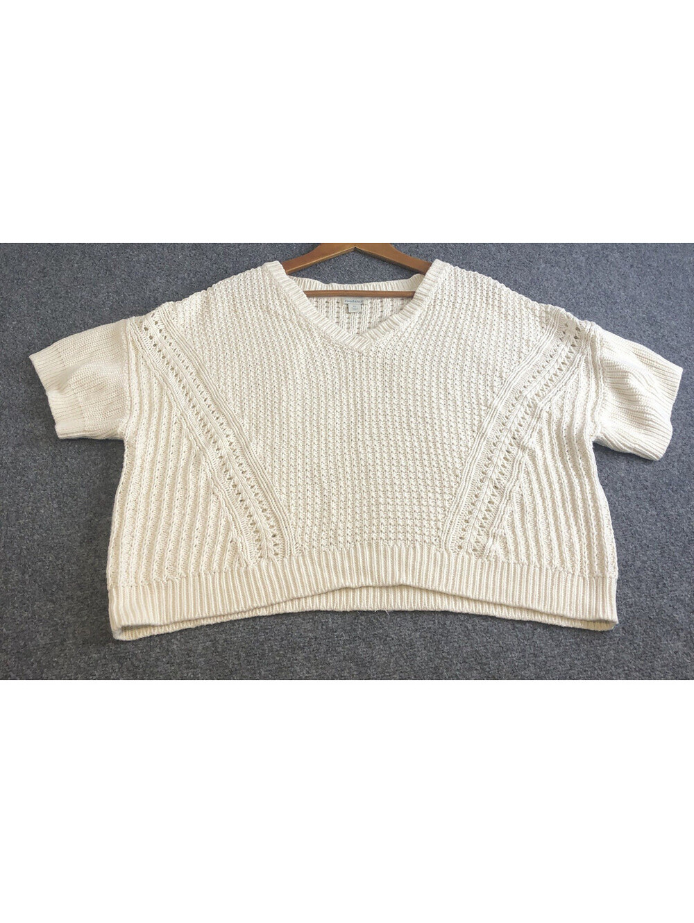 Sundance Sweater Womens XL Ivory Pullover Chunky Open Knit Slouchy Boxy Cotton